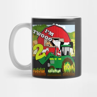 Kid's Birthday 2 Year Old Cute Farm Design Tractor Mug